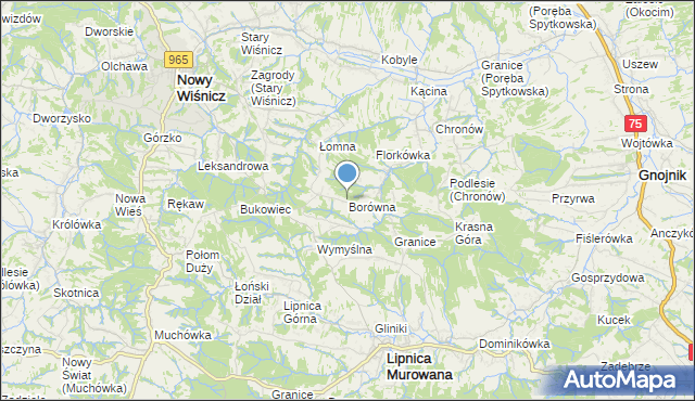 mapa Borówna, Borówna na mapie Targeo